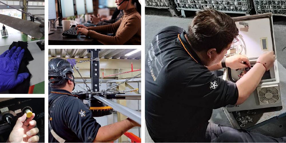 kalefans直升機工業吊扇施工檢查緊固件最高採用10.9級，保證緊固件自身強度, 同時所有緊固件安裝後都會加緊固劑，保證緊固件永久性不會鬆動。